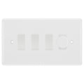 BG White 4 Gang Light Switch 1x Trailing Edge LED Dimmer 3x 2 Way Custom Switch