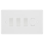 BG White 4 Gang Light Switch 1x Trailing Edge LED Dimmer 3x 2 Way Custom Switch by British General (BG-NEXUS-WM-4G-CUSTOM-1xDIMMER-3x 2WAY)