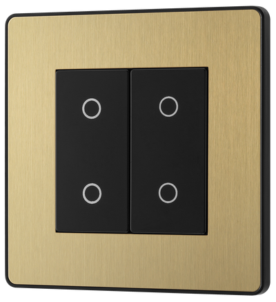PCDSBBTS1B Front - This Evolve Satin Brass Secondary telephone socket from British General uses a screw terminal connection, and should be used for an additional telephone point which feeds from the master telephone socket.
