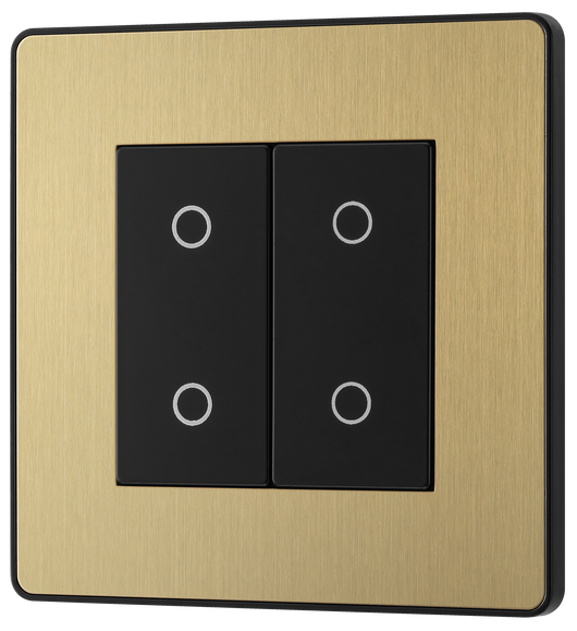 PCDSBBTS1B Front - This Evolve Satin Brass Secondary telephone socket from British General uses a screw terminal connection, and should be used for an additional telephone point which feeds from the master telephone socket.