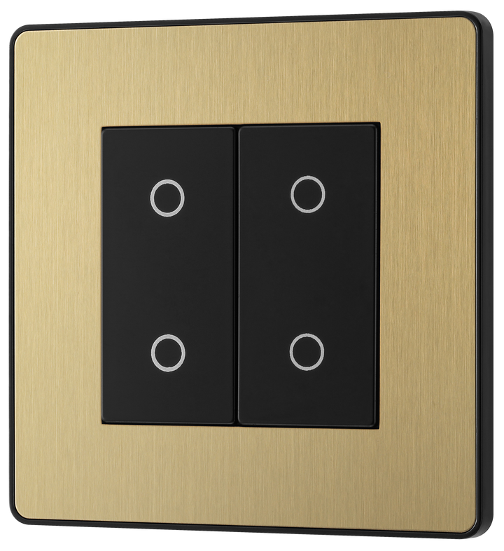 PCDSBBTS1B Front - This Evolve Satin Brass Secondary telephone socket from British General uses a screw terminal connection, and should be used for an additional telephone point which feeds from the master telephone socket.