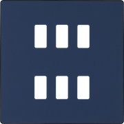 BG RPCDDB6B Evolve Grid Matt Blue 6 Module Square Front Plate - Black Trim by British General (BG-RPCDDB6B-Shopify-SA_1)