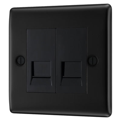 BG Nexus Matt Black 2 Gang RJ11 Double Data Outlet NFBRJ112 with 35mm Steel Back Box