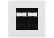 BG Nexus White Moulded 2 Gang RJ45 Data Socket NWMRJ452B Black Inserts by British General (BG-NWMRJ452B)