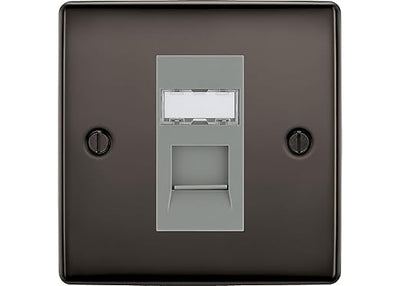 BG Nexus Black Nickel Single 1 Gang RJ45 Data Socket NBNRJ451G Grey Insert by British General (BG-NBNRJ451G)