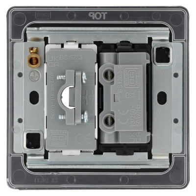 BG Screwless Matt Black Unswitched 13A Fused Spur & Flex Outlet FFB55 with 25mm Steel Back Box
