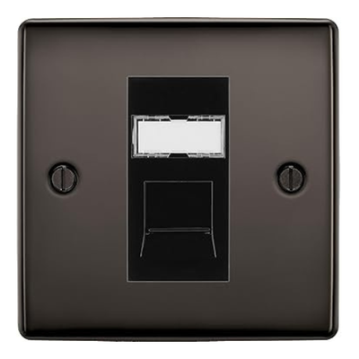 BG Nexus Black Nickel Single 1 Gang RJ45 Data Socket NBNRJ451B Black Insert by British General