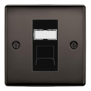 BG Nexus Black Nickel Single 1 Gang RJ45 Data Socket NBNRJ451B Black Insert by British General