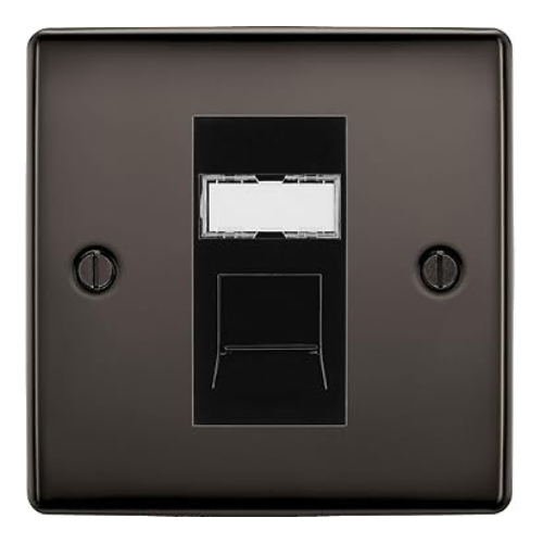 BG Nexus Black Nickel Single 1 Gang RJ45 Data Socket NBNRJ451B Black Insert