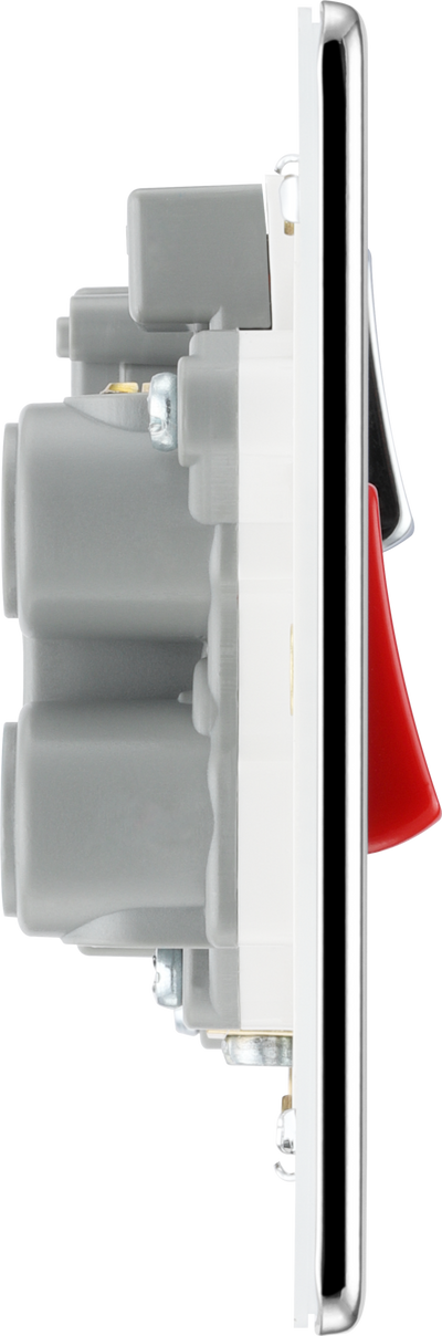 BG FPC70W Nexus Screwless Flat-Plate Switched Socket Cooker Unit Polished Chrome White Insert 45A
