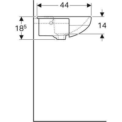 Geberit Selnova Semi-Recessed Basin 550mm - 1 Tap Hole - 501.404.00.6 by Geberit (Geberit-501.404.00.6)