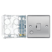 BG Nexus Brushed Steel 13A Unswitched Spur + Cable Outlet NBS55 with 35mm Steel Back Box