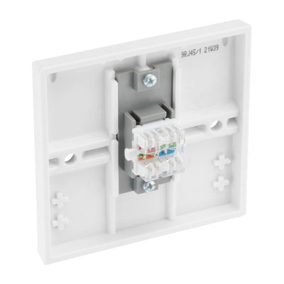BG 9RJ45/1 Moulded Square Edge | White | 1 Gang RJ45 Screw Terminal Telephone Socket by British General (BG-9RJ45/1)