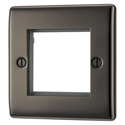BG Black Nickel Single 2 Gang Brush Cable Entry Wall Plate Black