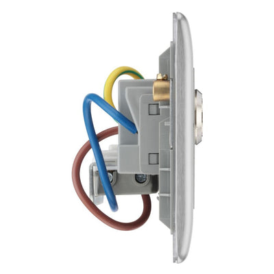 BG Nexus Brushed Steel 13A Double Pole Key Controlled Socket – Grey Inserts