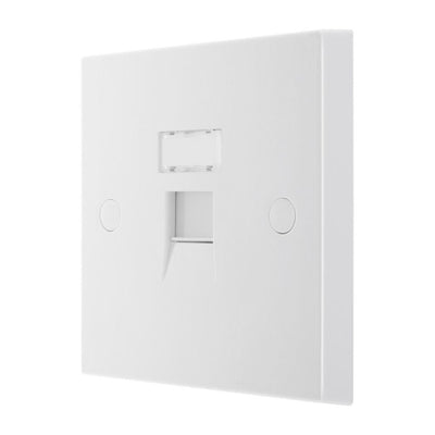 BG 9RJ45/1 Moulded Square Edge | White | 1 Gang RJ45 Screw Terminal Telephone Socket by British General (BG-9RJ45/1)