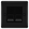 BG Nexus Matt Black Double Secondary Telephone Socket, Screw Terminal - Black Insert