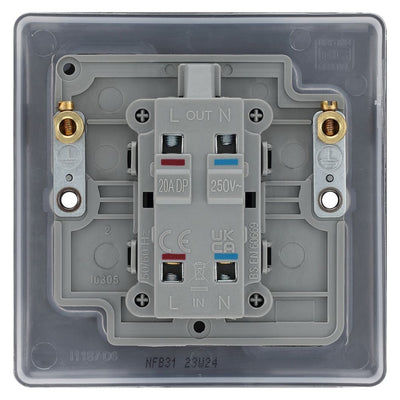 BG Nexus Matt Black 20A Double Pole Neon Switch NFB31 with 25mm Steel Back Box