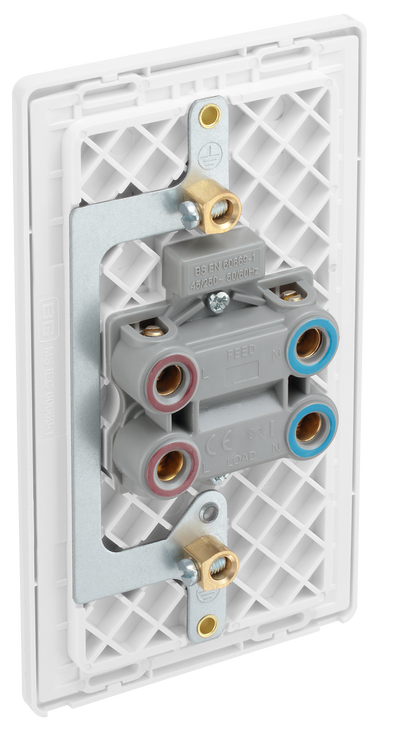 BG PCDBS72W Brushed Steel Evolve 45A 2 Pole Large Plate LED Switch - White Insert