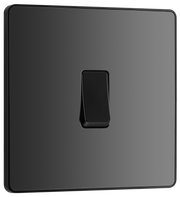 BG PCDBC13B Black Chrome Evolve 1 Gang 20A 16AX Intermediate Light Switch - Black Insert by British General (BG-PCDBC13B-Shopify-SA_1)
