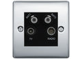 BG Nexus Polished Chrome TV/FM/2x SAT Quadplex Socket – Black Insert