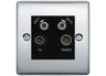 BG Nexus Polished Chrome TV/FM/2x SAT Quadplex Socket – Black Insert by British General (BG-NPCTVFMSAT2B)