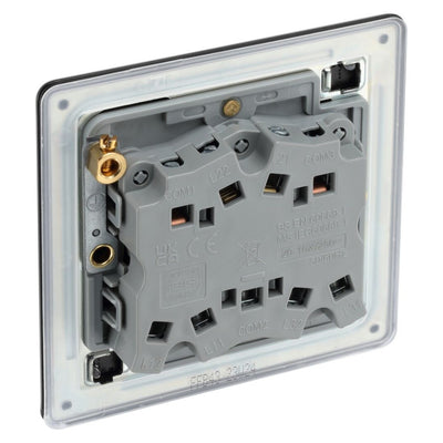 BG Screwless Matt Black 20A 16AX 2 Way Triple Light Switch FFB43 with 25mm Steel Back Box