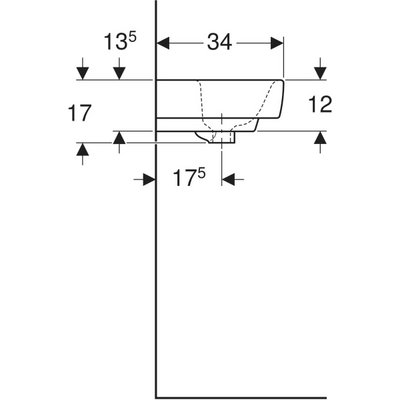 Geberit Selnova Compact Countertop Basin 450mm - 1 Tap Hole - 501.515.00.6 by Geberit (Geberit-501.515.00.6)