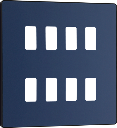 BG RPCDDB8B Evolve Grid Matt Blue 8 Module Square Front Plate - Black Trim