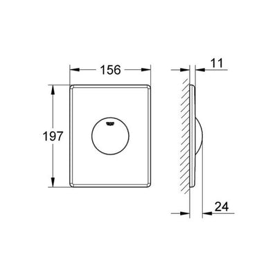 Grohe Skate Single Flush Plate - Chrome - 38573000 by Grohe (Grohe-38573000)