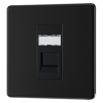BG Screwless Matt Black RJ45 Single Telephone Socket FFBRJ451 with 25mm Steel Back Box