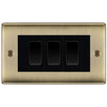 BG Antique Brass 3 Gang Custom Light Switch 2x 2 Way Switch 1x Intermediate