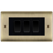 BG Antique Brass 3 Gang Custom Light Switch 2x 2 Way Switch 1x Intermediate by British General (BG-NEXUS-AB-3G-2x-2WAY-1x-INT)