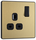 BG Evolve PCDSB21B Satin Brass 1 Gang 13A Switched Socket-Black Insert