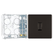 BG Screwless Black Nickel 20A 16AX Intermediate Light Switch FBN13 with 35mm Steel Back Box by British General