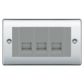 BG Nexus Polished Chrome 3 Gang Master Telephone Socket, Screw Terminal - Grey Insert