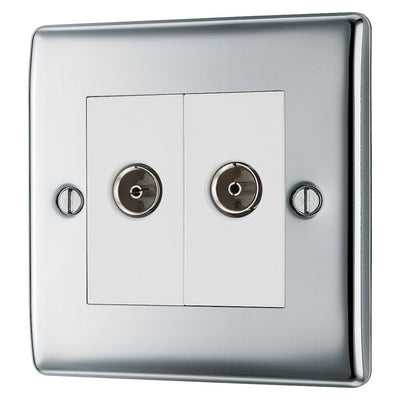 BG Nexus Polished Chrome Diplex TV/FM Socket NPC66 with 25mm Steel Back Box