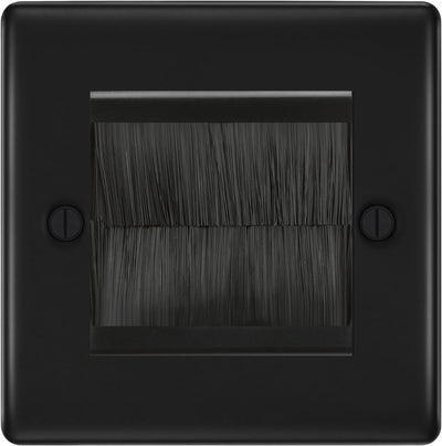 BG Matt Black Single 2 Gang Brush Cable Entry Wall Plate Black by British General (BG-NFBEMS2+EMFO-1)