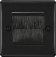 BG Matt Black Single 2 Gang Brush Cable Entry Wall Plate Black by British General (BG-NFBEMS2+EMFO-1)