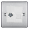 BG Nexus Brushed Steel TV Aerial & Master Telephone Socket - White Insert by British General