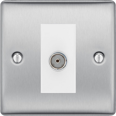 BG Nexus Metal Brushed Steel Co-axial Socket NBS60W by British General (BG-NBS60W)