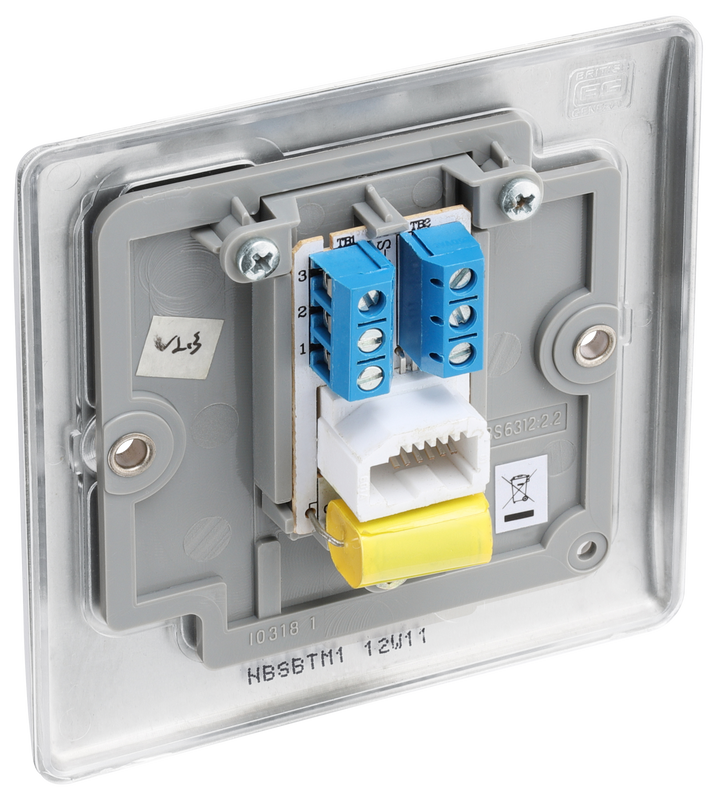 NBSBTM1 Back - This master telephone socket from British General uses a screw terminal connection and should be used where your telephone line enters your property.