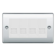 BG Nexus Polished Chrome 4 Gang RJ11 Telephone Socket Euro Module - White Insert by British General (BG-NPCRJ114W)