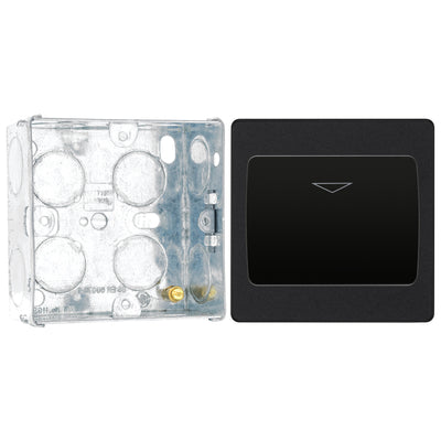 BG Evolve Matt Black 16A Key Card Switch PCDMBKYCSB with 35mm Steel Back Box