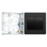 BG Evolve Black Chrome 2G Wide Rocker Light Switch PCDBC42WB with 25mm Steel Back Box by British General