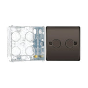 BG Nexus Metal Black Nickle 200W 2 Way Double Trailing Edge Dimmer Switch NBN82 with 35mm Steel Back Box