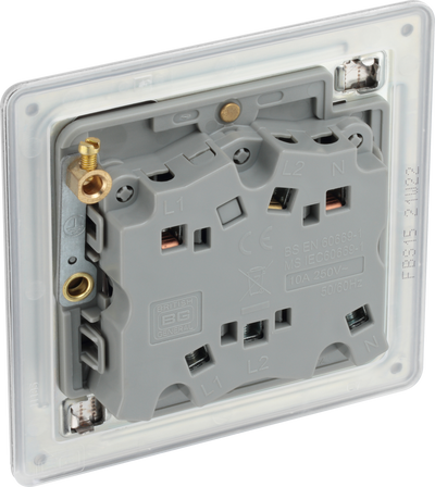 BG Electrical FBS15 Nexus Screwless Flat-Plate Fan Isolator Switch 3 Pole Brushed Steel 10A