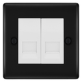 BG Nexus Matt Black Double Master Telephone Socket, Screw Terminal - White Insert