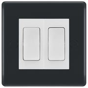 BG Part M 2 Gang Light Switch 1x 2 Way + 1x Intermediate Graphite - White Insert