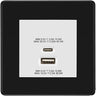 BG Screwless Matt Black 45W USB Wall Socket Euro Module USB-A & C - White Insert by British General (BG-FFBEMS2+EMUSBAC45W)